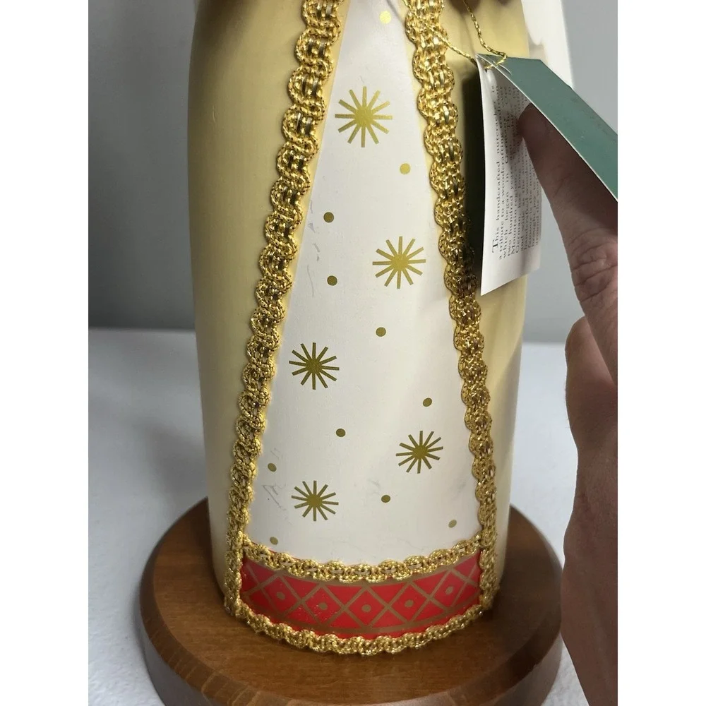 Vtg Erzgebirge Ore Mountain Germany Female‎ Yellow Angel Nutcracker Large